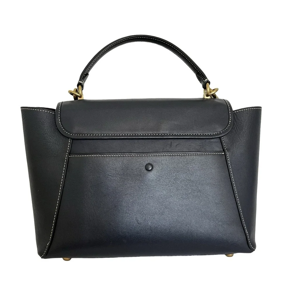 COACH 1941 Courier‎ Tea Rose Glovetanned Leather Satchel Carryall 88348 Navy Bag